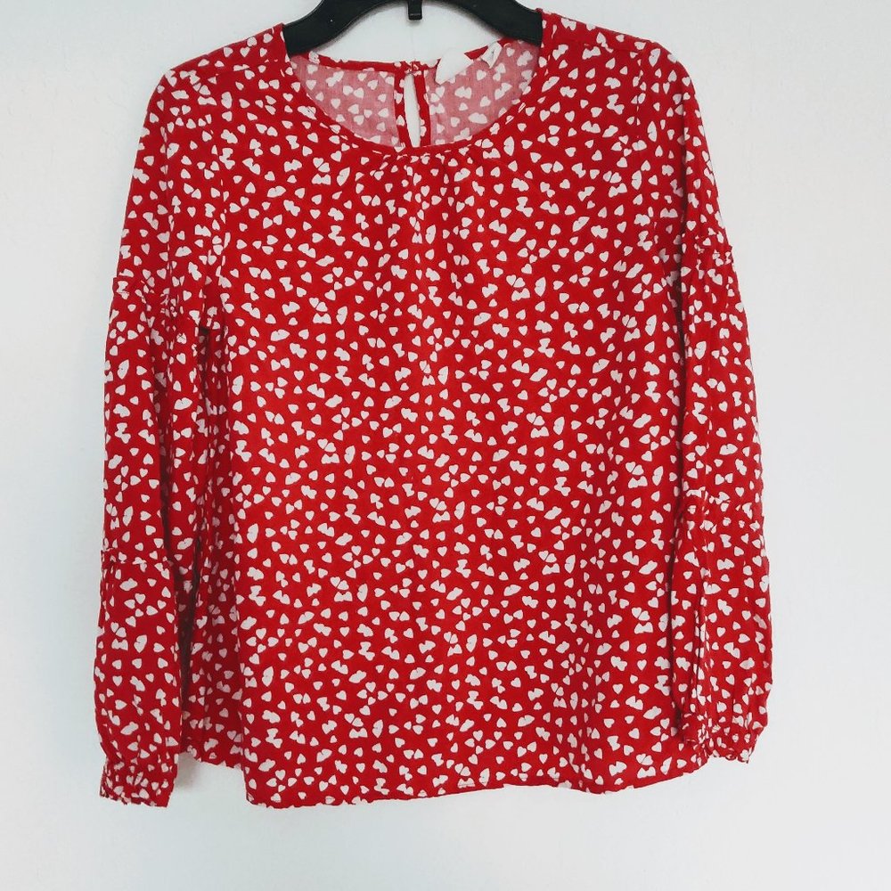 Gap Kids Size Large Heart Printed Red Top